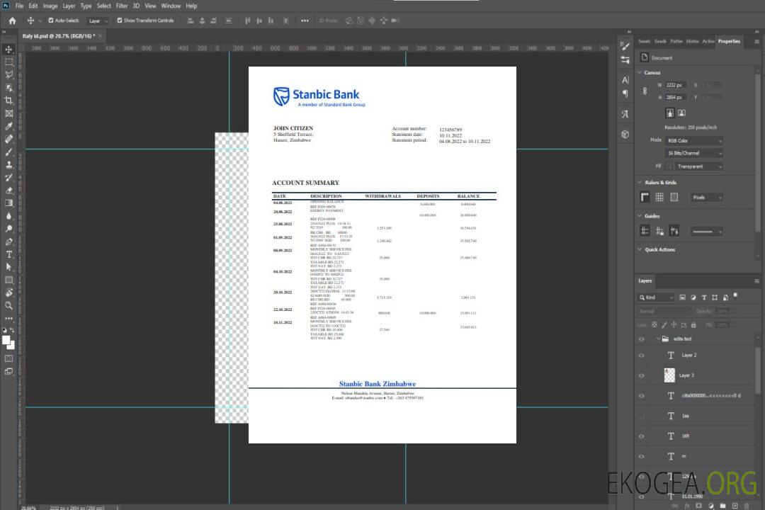 Modèle de relevé de la Stanbic Bank du Zimbabwe au format Word et PDF template Modèle de relevé de la Stanbic Bank du Zimbabwe au format Word et PDF template